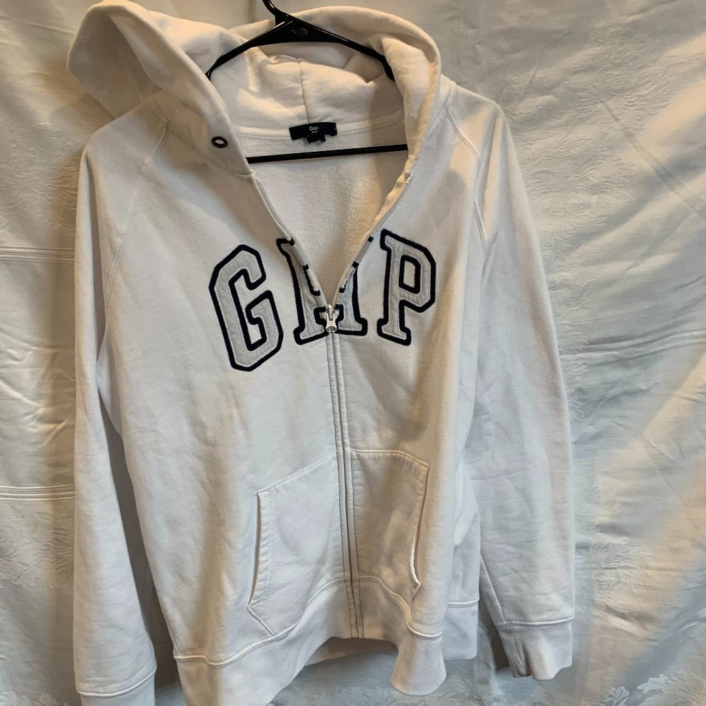 White Gap Zip Up Hoodie